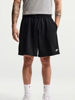 NWT Nike Black Men's Athletic Standard Fit Mid Thigh Length Shorts Drawstring